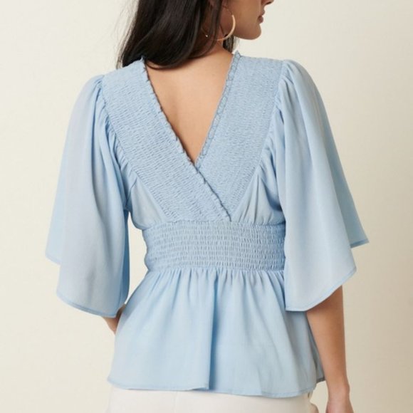 Mittoshop Floral V-Neck Ruffled Cap Sleeve Blouse main image 1